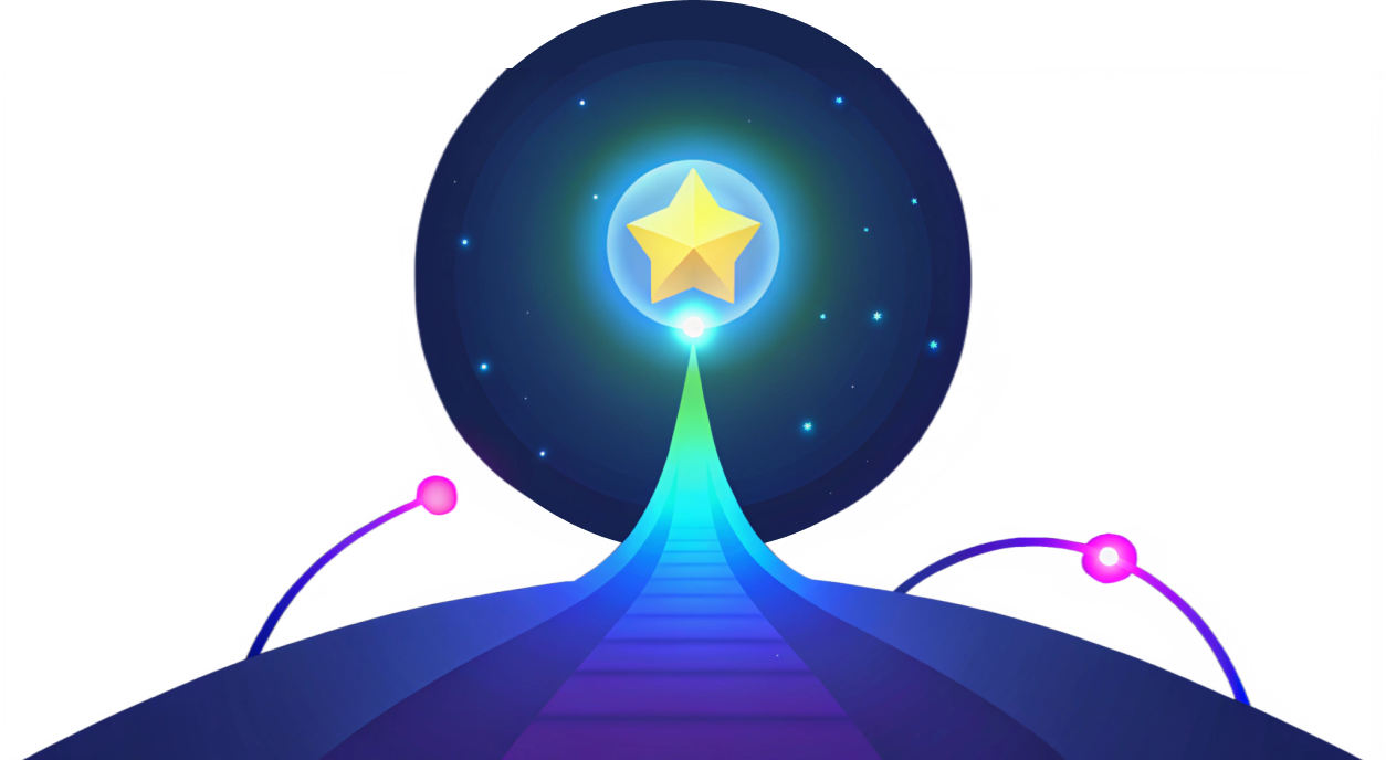 Illustration of a road leading to a star.